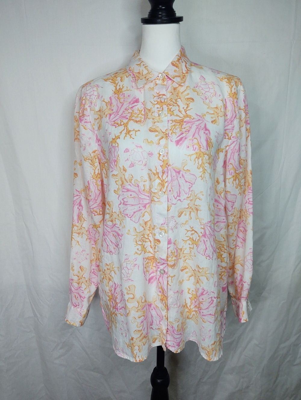 J. Jill 100% Linen Button Up Blouse Sz S